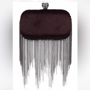 House of Harlow 1960 bordeaux hair calf "Jude" clutch.